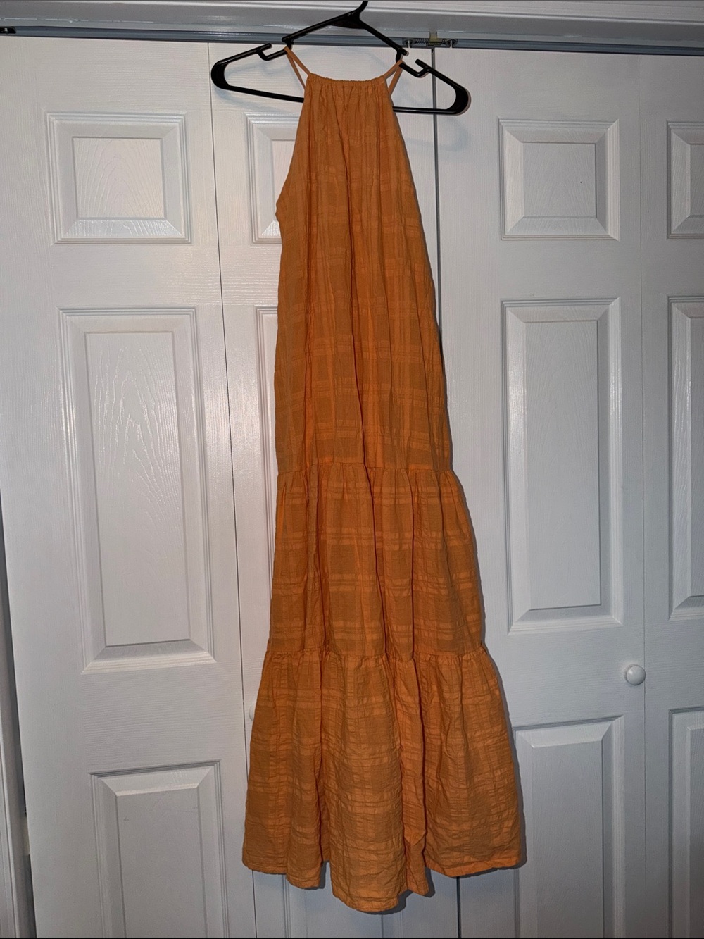 Women's Orange Tiered Maxi Dress
